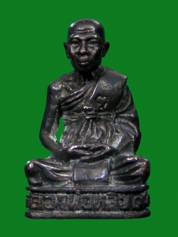 (2943) รูปหล่อ แซยิค 91 ปี ลป.หลิว เนื้อทองแดงรมดำ วัดไทรทอง ปี 2539