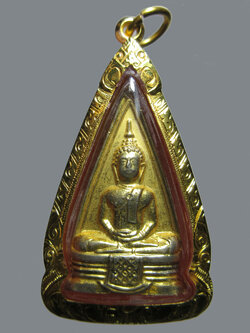 (2) พระหลวงพ่อโสธร ปั้มสองหน้า มีวงแหวน ปี2508 เนื้อทองเหลืองกะไหล่ทอง เลี่ยมทองพร้อมบูชา