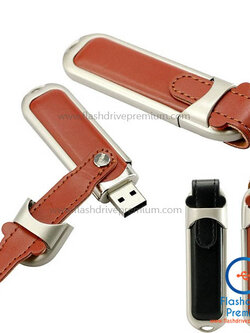 แฟลชไดร์ฟหนัง พร้อมฝาปิด (Leather Flash Drive)