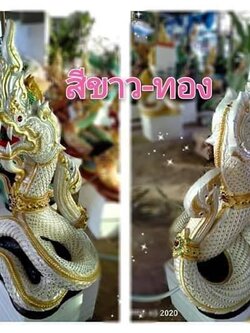 พญานาค สีขาวทอง รุ่นเก็บทรัพย์เงินล้าน