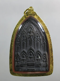 (07) สิบทัศน์ ลพ.เงิน วัดดอนยายหอม พิมพ์กลาง บล็อคนิยม ศอกขาด ปี12.เลี่ยมกรอบทอง