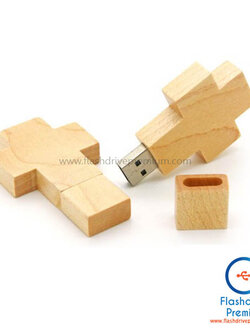 แฟลชไดร์ฟไม้ ทรงไม้กางเขน (Wooden Flash Drive)