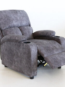 เก้าอี้พักผ่อน โซฟารีไคลเนอร์ มีที่วางแก้ว เก้าอี้โซฟา โซฟาเดี่ยว เก้าอี้เอนหลัง โซฟาปรับนอน โซฟาเบด โซฟาเก้าอี้ เก้าอี้นวม HC-054 (สีเทา)