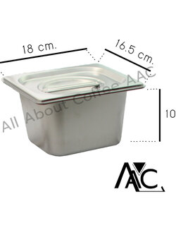 ถาดใส่อาหาร แสตนเลส GN 1/6 อ่างใส่อาหาร ถาดท็อปปิ้ง พร้อมฝาปิด