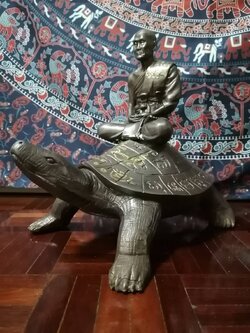 พระบูชาพญาเต่าเรือน รุ่นแรก อายุ ๘๙ ปี หลวงปู่ปั่น วัดหนองกระทุ่ม จ.นครปฐม ขนาด 5 นิ้ว หมายเลข ๙๑