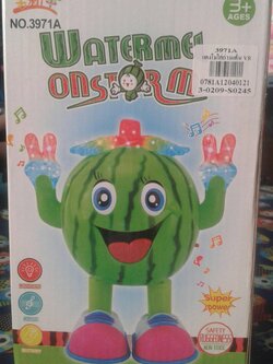 แตงโมเต้น watermelon ของเล่นเด็ก แตงโมเต้นโยกเยกมีไฟ+เสียง 3971Aแตงโมใส่ถ่านเต้น VR