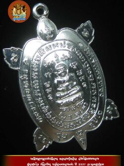 (17) เหรียญพญาเต่าเรือน หลวงปู่หลิว รุ่นสุขใจ เนื้อเงิน ปี 2537 บล๊อคทองคำ