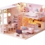 บ้านตุ๊กตาสีชมพูโมเดลจำลองบ้านจิ๋วสองชั้นบ้านในฝันชุด PINK MODERN LOFT